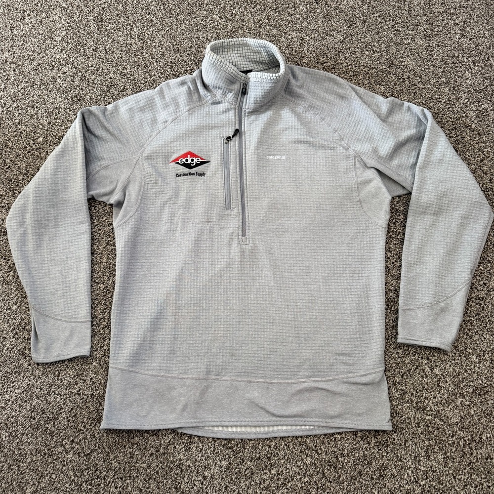 VTG Patagonia Men's L R1 Flash Regulator Half Zip Pullover Gray Grid Fleece Hike